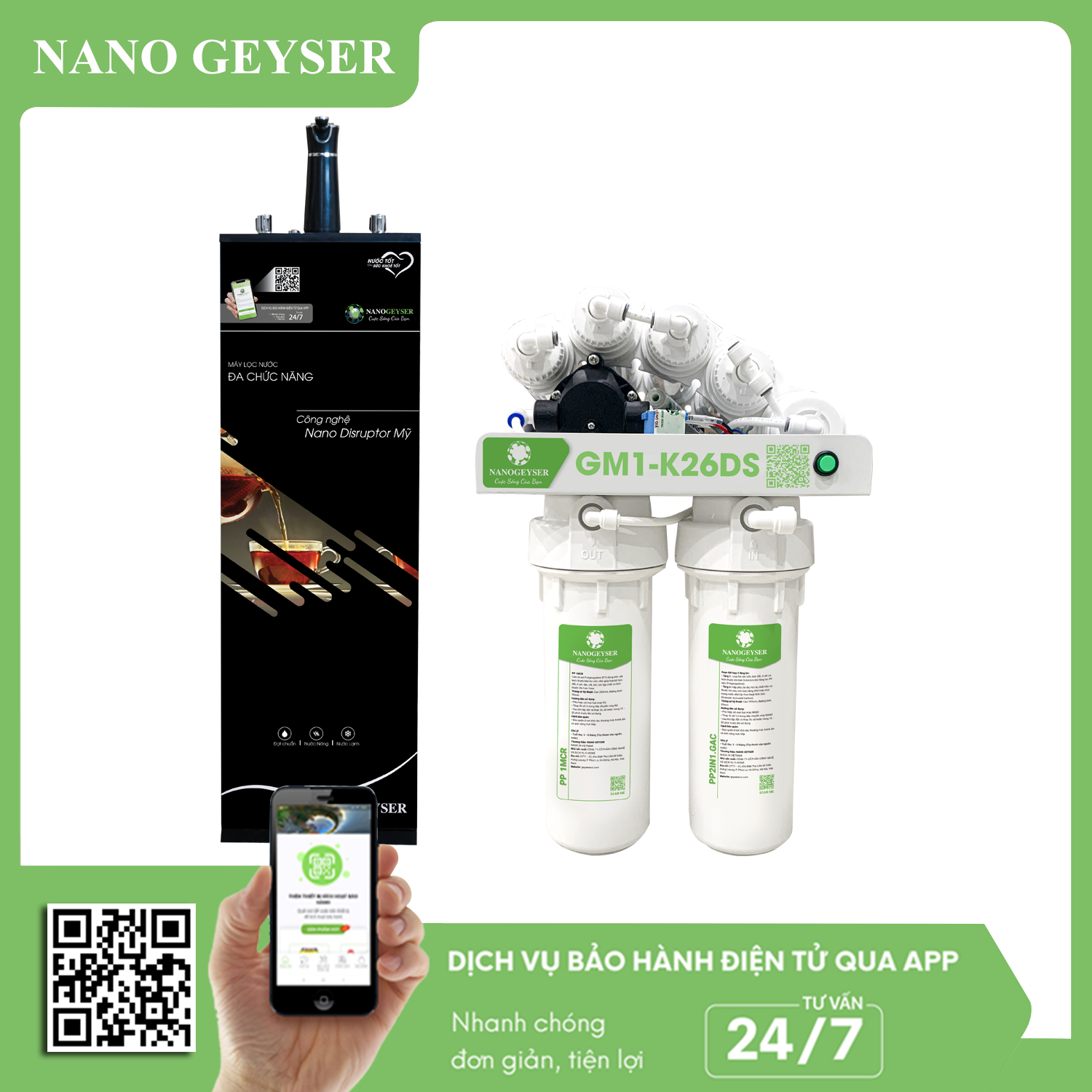 Máy lọc nước có tủ Nano Geyser GM1-K26DS