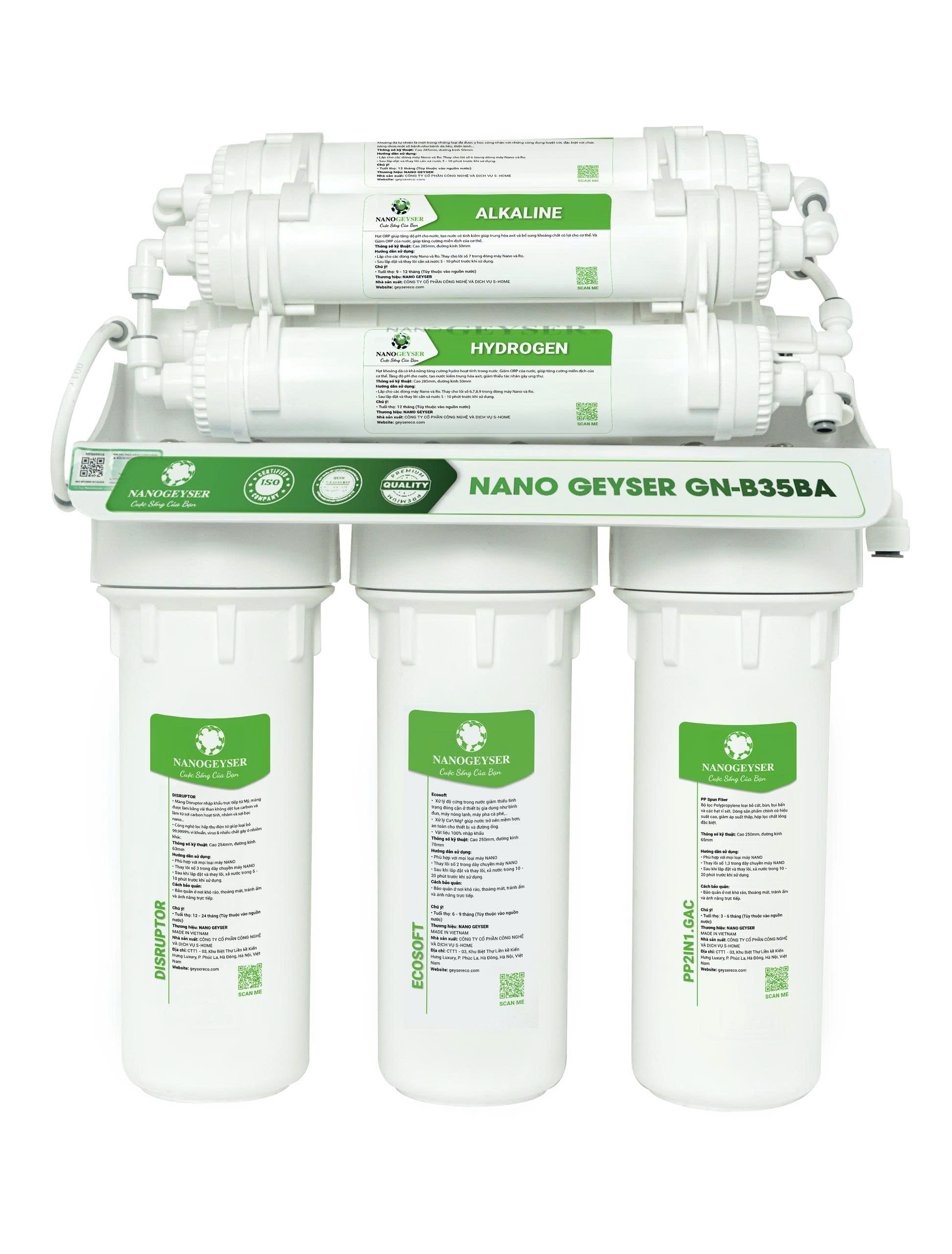 Máy Lọc Nước Nano Geyser 8 Cấp Lọc GN-B35BA