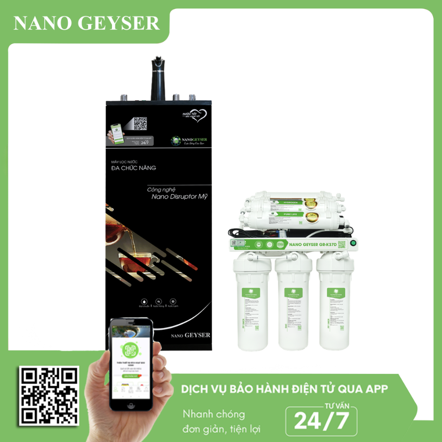 Máy lọc nước Nano Geyser nóng - lạnh - nguội RO 10 cấp lọc GR-K37D