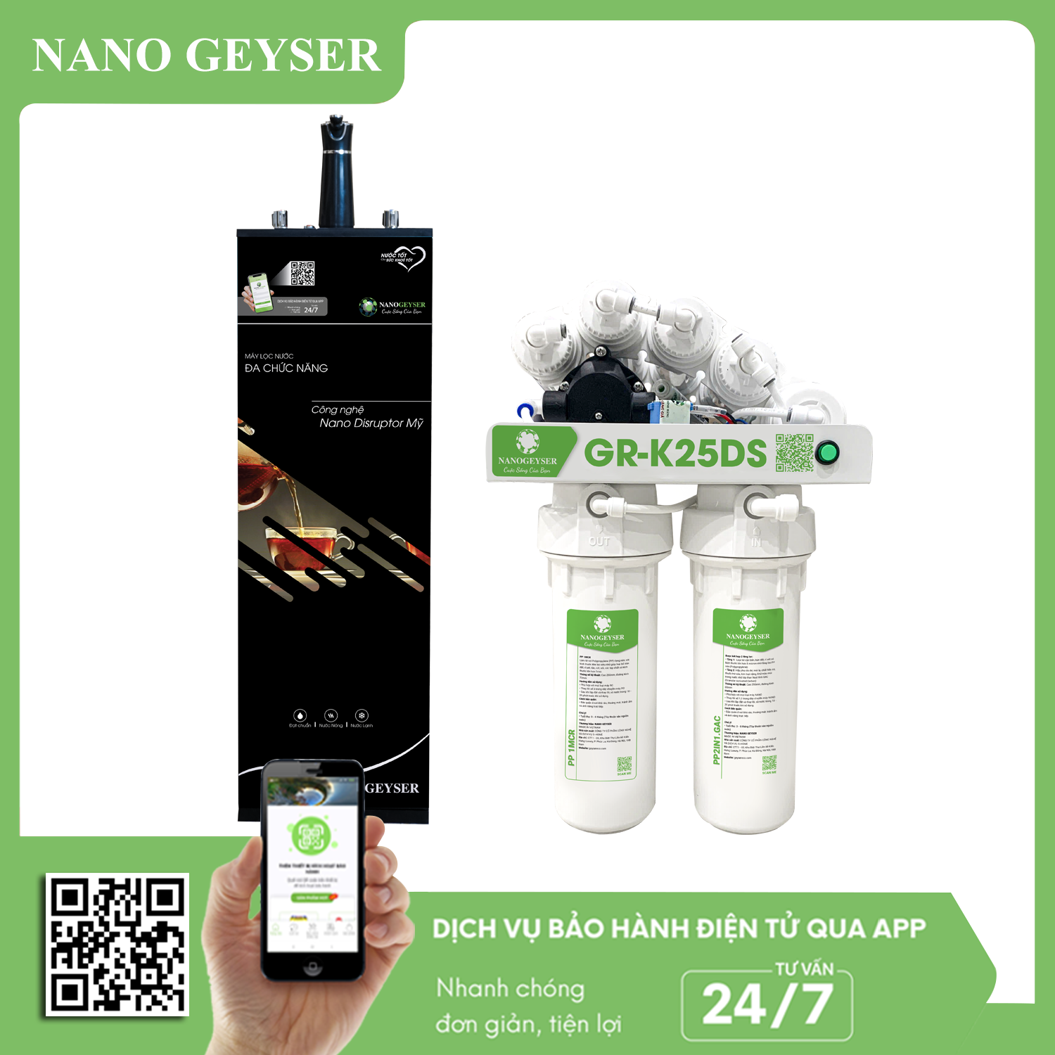 Máy lọc nước nóng nguội Nano Geyser GR-K25DS
